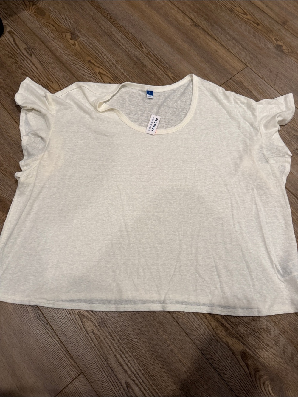 Old Navy Cream Ruffle Sleeve Short-Sleeve Tee